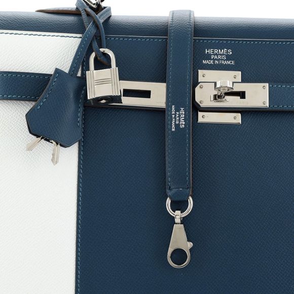 Hermes Kelly Flag Handbag Epsom 35 Blue #78179H11B - Picture 6 of 12